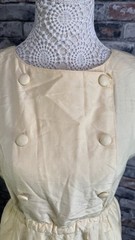 Vintage Dress Women&rsquo;s 12 Pale Yellow Faux Button Sheath Short Sleeve