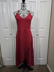 NWT Kilig Red Adjustable Criss Cross Strap Hi Low Hemline Wrap Dress Size Medium