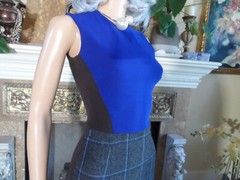 Victoria Beckham Blue/Gray/Brown Plaid Sheath Dress Size 0