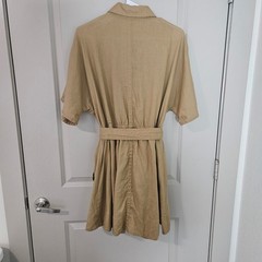 Banana Republic Womens Linen Safari Utility Shirt Dress Khaki Tan Sz M Belted