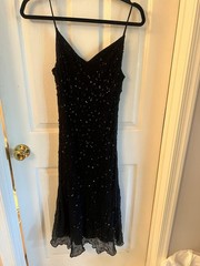 Lauren Ralph Lauren Vintage Black Camisole Sequin Flowy Dress Ladies 12 GUC