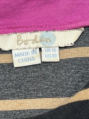 Boden Dress Women US 10 Black Tan Stripe Shift Midi Cotton Modal Blend Preppy