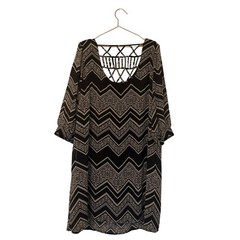 Heartsoulplus chevron geometric pattern dress lattice back and 3/4 sleeves.