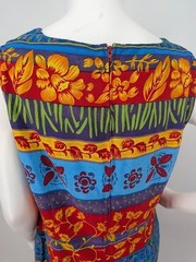 Vintage Patchwork Dress Sleeveless Slit Artsy Y2K Resort Vacation Aloha Boho 12
