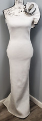 Vogue Elegant Bandage Dress Womens Large White Ribbed One Shoulder Neck Side Zip