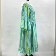 Soft Surroundings Marbella Dress Medium Blue Green Tie Dye Cotton Boho Dress