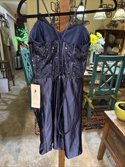 Wear Your Love Navy Blue Sequins Dress Strap Ruched Formal NWT Small
