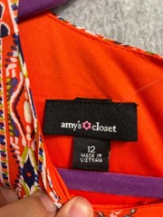 Amys Closet Mini Shift Dress Womens 12 Multicolor Floral Lined Keyhole Back