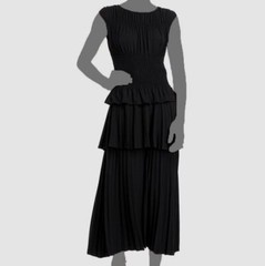 $295 Rebecca Taylor Women&rsquo;s Black Modal Ruched Smocked Maxi Dress Size XS