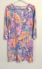 Lilly Pulitzer Marlowe Dress Lilac Turtle Verbena, 3/4 Sleeve, Size Small