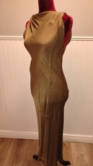 Zara Satin Effect Dress S Light Khaki Green Olive Cowl Neck Pleated 2854/934