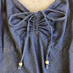 Faded Glory Y2K Denim Dress Womens Small Blue Cowgirl Western Babydoll