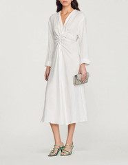 Sandro Paris Womens Dress White Long Sleeve V Neck Size 1 36 S Luxury