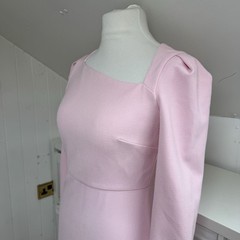 Roland Mouret Dress Size 12 Light Pink Asymmetric Hem Diagonal Neckline Charwell