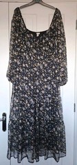 River Island Black & multi Floral Sheer Sleeve Midi Dress Size 18