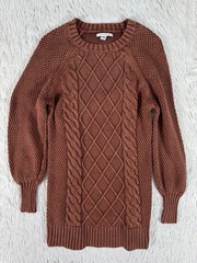 American Eagle Rustic Brown Long Sleeve Cable Knit Sweater Dress Women&rsquo;s PS