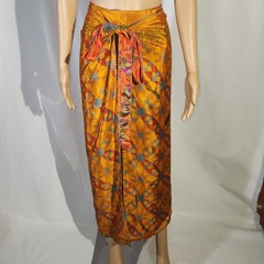 MADE IN INDIA SILK HIPPIE WRAP PANT ORANGE AND GREEN REVERSABLE PRINT SAARI FUN