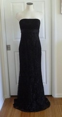 Badgley Mischka Black Lace Sparkle Corset Strapless Mermaid Gown 6 8 $1,000 EUC