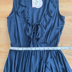 Patrons Of Peace Maxi Dress XS Navy Boho Wrap Around Ruffle Asymmetrical Hemline