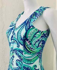 Lilly Pulitzer Dahlia Poolside Blue Keep It Current Terry Fit Flare Dress M