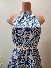 NWT Cupshe White Blue Floral Halter Dress Medium