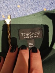 Topshop Bottle Green Short Sleeve Dress. Size 8.