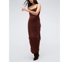 Kenneth Cole Athletic Stretch Maxi Slip Dress Women&rsquo;s L Deep Chestnut Pullover