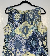 Talbots Blue Yellow Floral Shift Dress Size 12 Sleeveless Cotton Lightweight