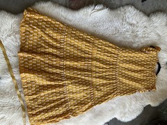 J. Crew Tiered 100% Cotton Voile Midi Dress Mustard Gold Flutter Sleeve Large