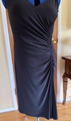 Ann Klein NY Size 10 Black Jersey Knit Sheath Cocktail Dress. V Neck. Pullover