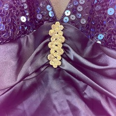 New Size 13/14 Roberta Sequin Halter Dress Satin Formal Prom Rhinestone Mini