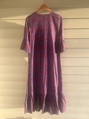 LIVRO Maxi Sundress Boho Floral Print Lined 3/4 Sleeve V Neck Coastal Women&rsquo;s XS