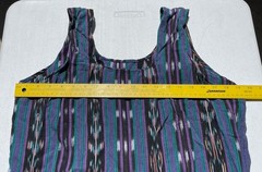 Vintage Guatemala Handwoven Ikat Sleeveless Dress Purple Teal Boho Pockets