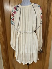 Tigerlily Frida Dulari Mini Tunic Multicolor Embroidered Tie Dress Puff Sleeve 6