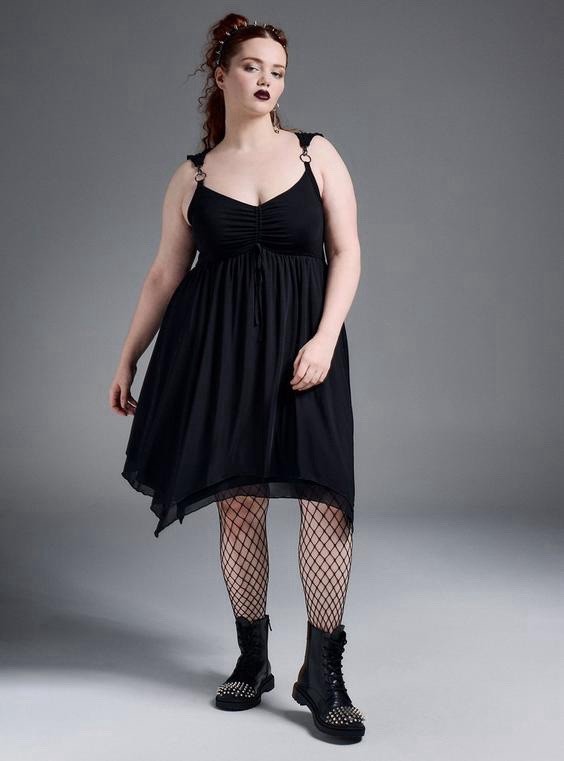 Torrid Nightfall Mesh Mini Dress with Hardware Straps Deep Black Size 1X NWT