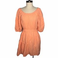Apiece Apart Camellia Short Sleeve Dress Coral Cotton Gauze 2 EUC $295