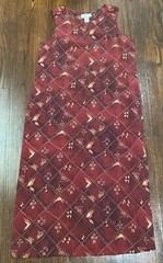 Jennifer Moore Petites 100% Silk Shift Midi Dress Size 14P Boho Geometric Slits