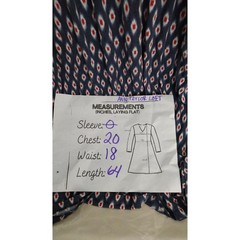 Ann Taylor LOFT Dress Womens Large Blue Maxi Ikat Print Short Sleeve Lined Boho