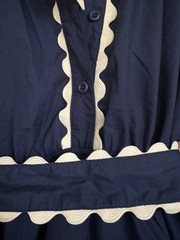 Jodifl Dress Long Maxi Long Sleeve Navy Blue scallop Trim White Nautical MEDIUM