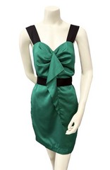 BCBGeneration Green Satin Bow Front Dress Size S Black Straps Cocktail