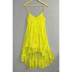 Billabong High Low Tank Dress Neon Yellow Festival Ruffle Summer Sz Medium READ