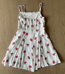 Forever 21 White w/Red Strawberries Mini Sun Dress, Size S