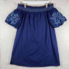 beachlunchlounge off shoulder shift dress floral puff sleeves XL preppy coastal