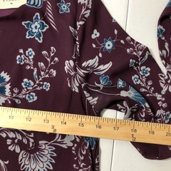 Everly Long Sleeve Burgundy Blue Floral Dress M Lined United States