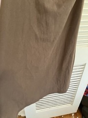 XS) NWT OGL Tucks Mockneck Midi Brown Ruched Cap Sleeve Dress