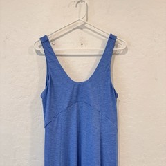 NWT Halara U-Neck Backless Split Flowy Maxi Dress Womens Large Blue Resortwear