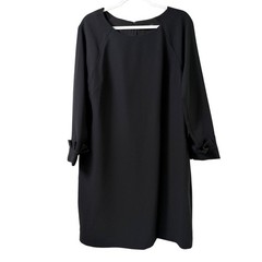 Banana Republic Shift Dress Size 14 Black Ruffle Cuff Sleeve Classic Career