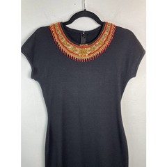 TheoMiles Vintage Beaded Collar Knit Sheath Dress Cap Sleeve Womens Small