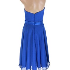 Morilee Dress Juniors 11/12 Blue Strapless Chiffon Fit Flare Ruched Knee Length