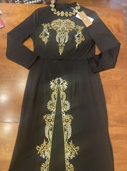Tendency NWT Black Embroidered Dress Modest Women’s Sz Large